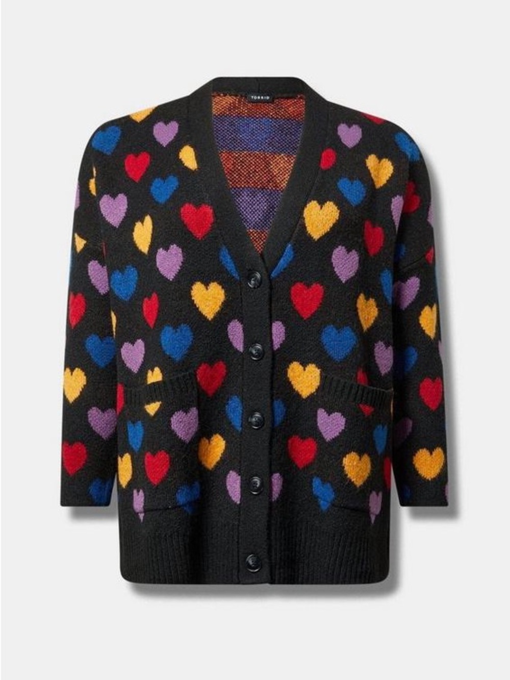 Torrid Button Down Oversized Boyfriend Heart Cardigan Sweater